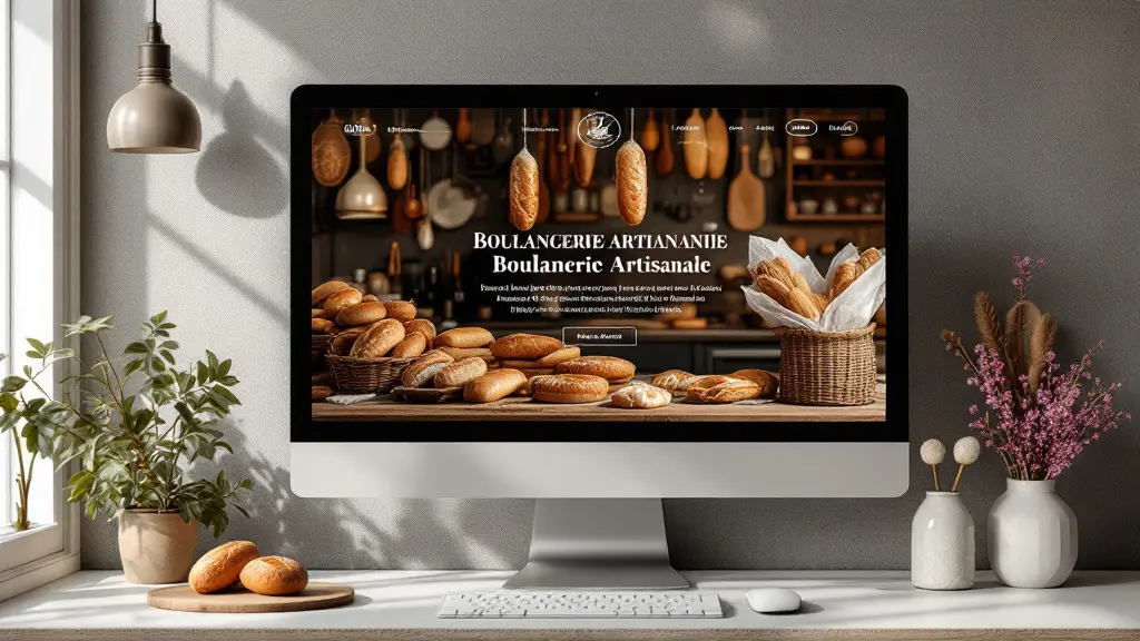 Aperçu du site vitrine d'une boulangerie artisanale, rendu sur écran