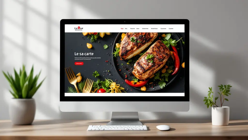 Site web d'un restaurant présentant sa carte et la réservation en ligne